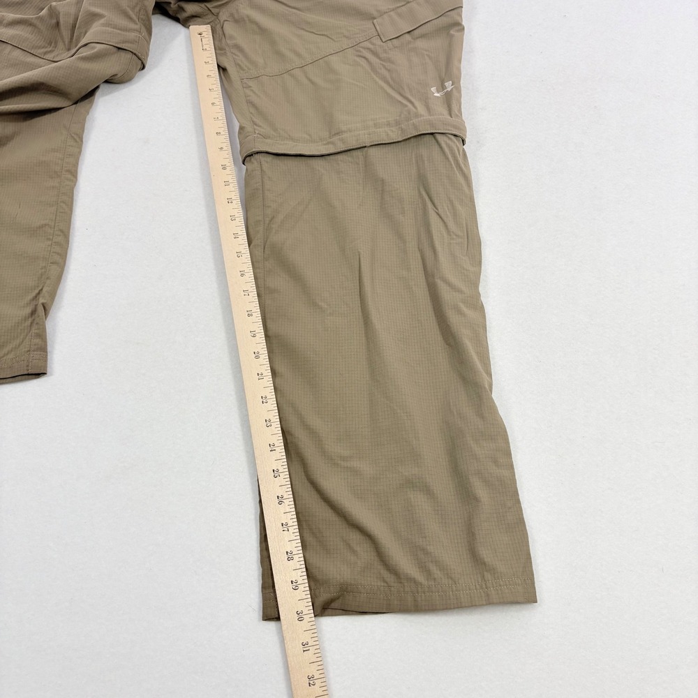 Under Armour Convertible Cargo Pants Mens 38 Brown HeatGear Ripstop Hiking - Picture 7 of 8